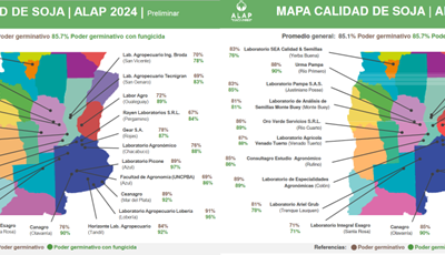 Mapa de zonas productoras de soja en la Argentina